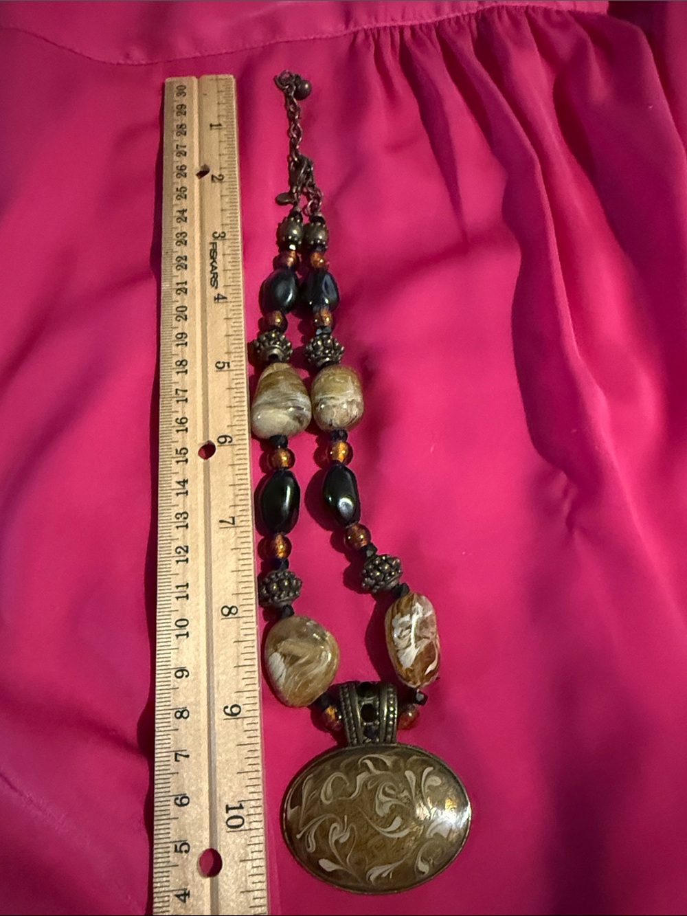 Chico's Brown and Black Beaded Pendant Necklace - Picture 5 of 5